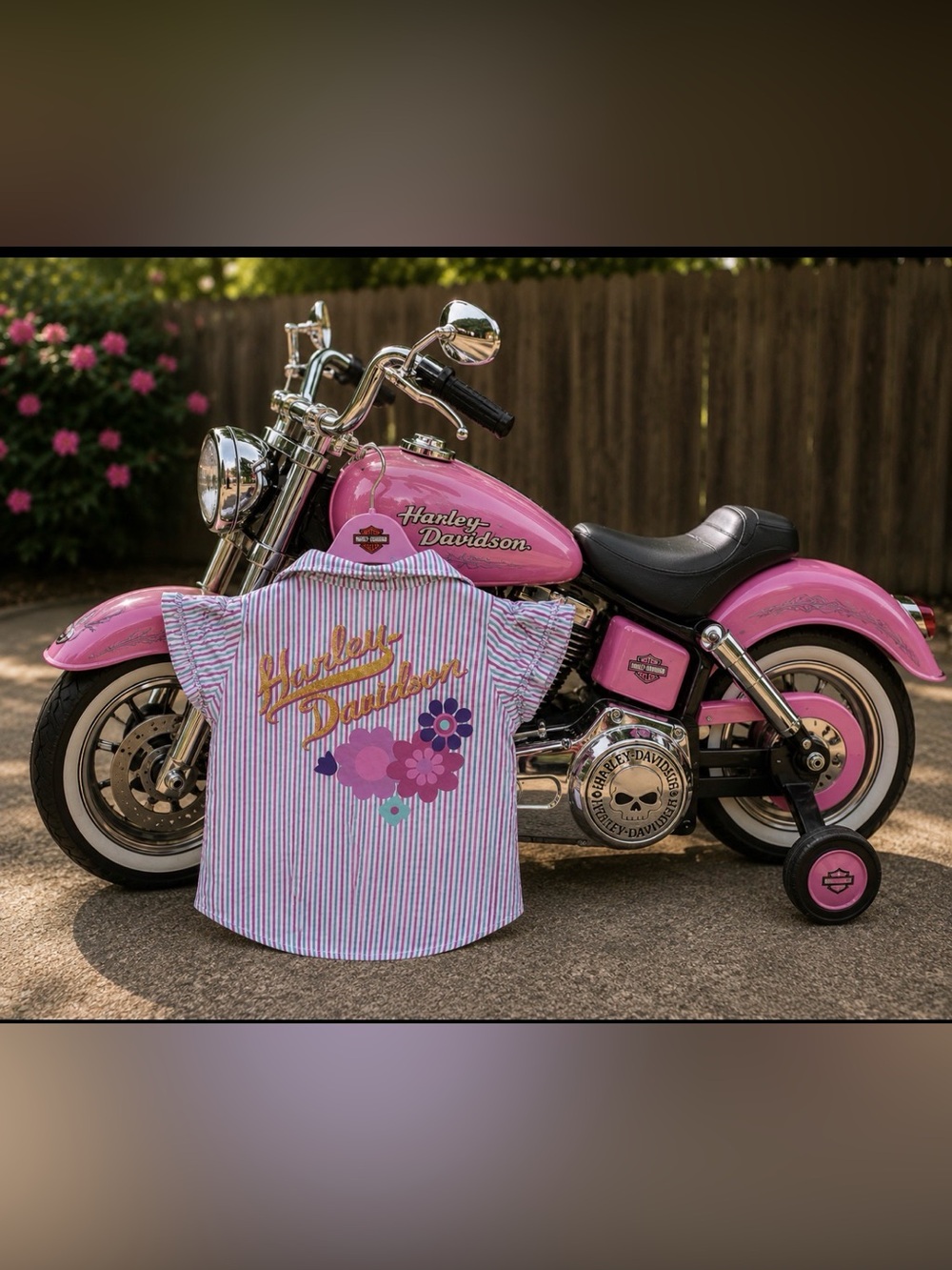Harley-Davidson Floral Stripe Button-Up Shirt size 2 T